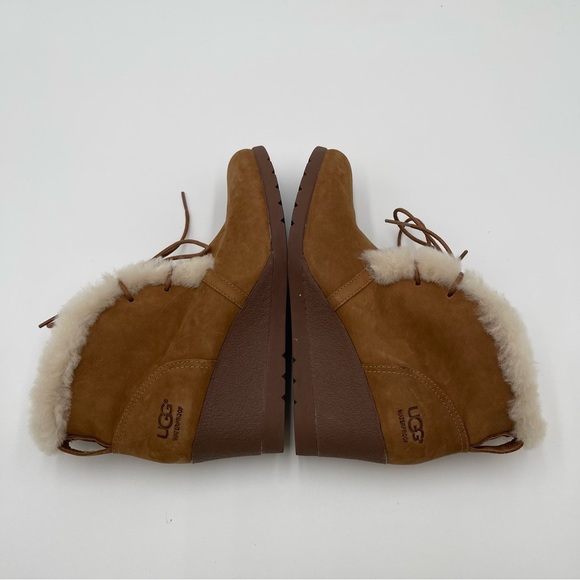 UGG Australia Jeovana Boots Chestnut Suede Waterproof Wedge Lace Up size 9 - Picture 9 of 16